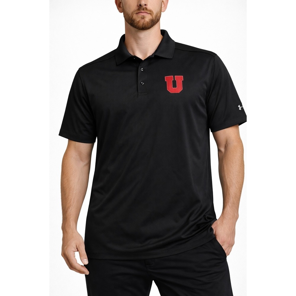 Under Armour Mens Utah Utes Performance Polo Shirt Black Size Medium MD‎